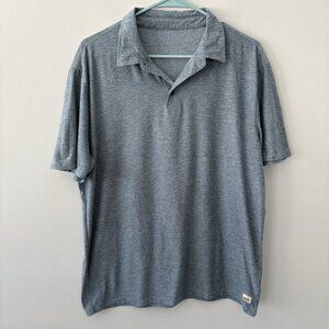 Vuori Men's Large Strato Tech Golf Polo Performance Shirt Heather Blue Short Slv